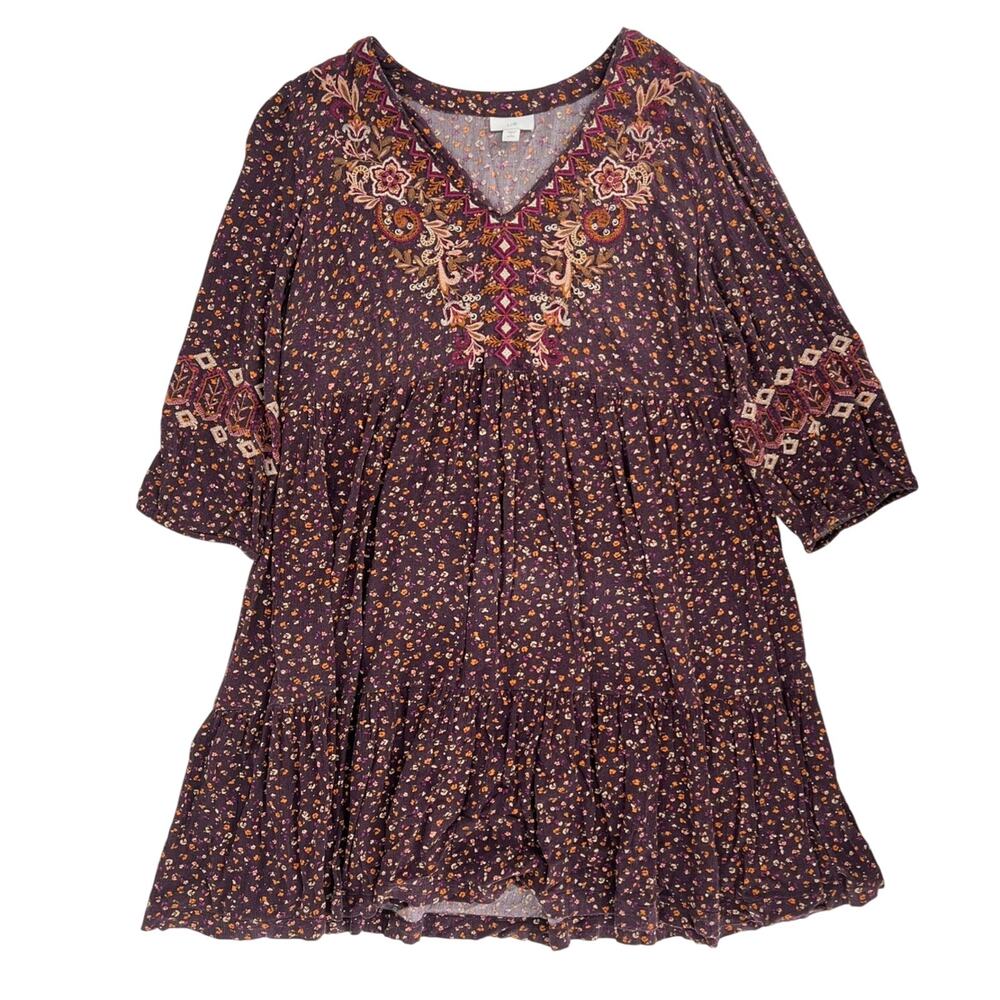 JJill Sonoma floral embroidered baby doll dress